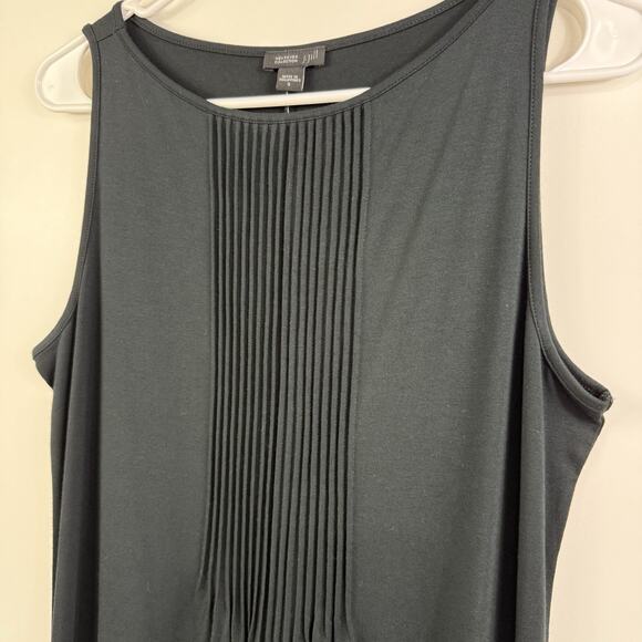 New J Jill Wearever Collection Black Knit Shift Dress Small Pintuck Pleating - Picture 4 of 13